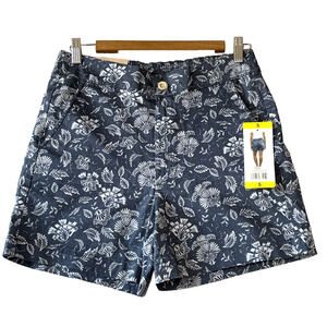 Jachs Girlfriend Women's Stretch Satin Chino Shorts, Blue Size Small NWT